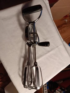 Vtg 1950's Ekco BEST Hand Egg Beater Mixer Stainless Steel with Black Handle-EUC - Picture 1 of 10