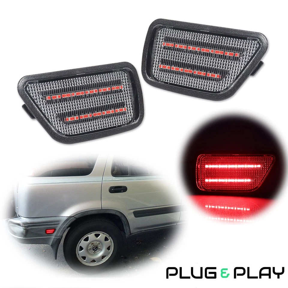 For Honda CR-V 1997-2001 Rear Left & Right Clear Red LED Side Marker Lights Pair - Image 1 of 4