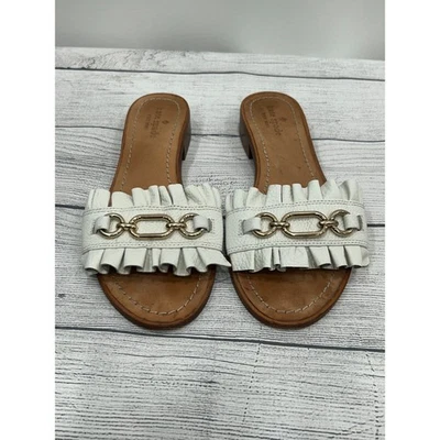 Sandalias para mujer Kate Spade New York blancas Beau de cuero caído talla 8,5 M Foto 1 de 4