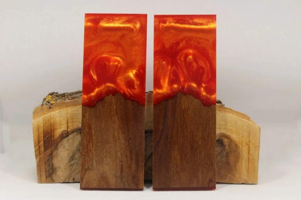 MATERIAL DE MANGO DE CUCHILLO COMPUESTO PERSONALIZADO NARANJA ARCE ESTABILIZADO HÍBRIDO #7511 Foto 1 de 1