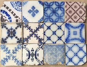 FRANCIA AZULEJO ANTIGUO - PAS DE CALAIS - DESVRES - JUEGO DE 12 AZULEJOS c1870 - Imagen 1 de 3