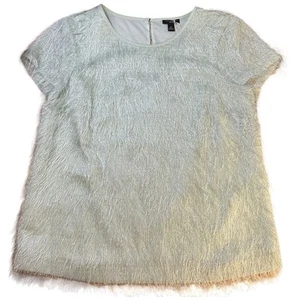 Camiseta Blusa Top De Colección Años 00 Flecos de Pestañas Texturizada Talla 6 Pequeña Verde Menta Divertida - Imagen 1 de 8