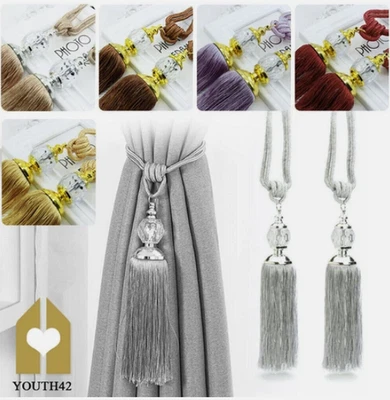 1 par de correas de lujo para cortinas cuerda lazos borla lazos con cuentas bola decoración Foto 1 de 4