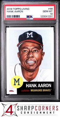 2018 TOPPS LIVING #46 HANK AARON BRAVES HOF PSA 10 - Image 1 of 3