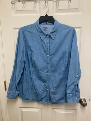Blusa Camisa Womans Riders by Lee SLIMS YOU Azul Denim Abotonada 2X 100% Algodón Foto 1 de 4