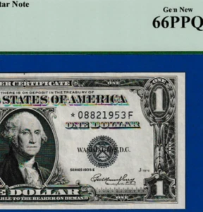 1935 E  $1  SILVER CERTIFICATE  STAR ⭐ Birth Year  S/N * 0882 - 1953 F PCGS 66 - Picture 1 of 3