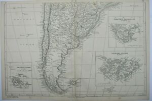 Antyczna mapa Ameryka Południowa (Południe) autorstwa J.W. Lowry 1852