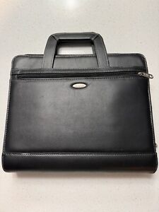 Samsonite 3-Ring Binder Briefcase Business Portfolio W/ Handles Leather Black🔥