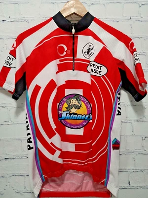 Camiseta de ciclismo Castelli Skinner's 1/4 zíper branca vermelha masculina tamanho médio, c9 - Imagem 1 de 4