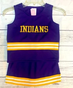 Kids 2-14 Purple & Gold Indians Logo Cheerleader Cheerleading Uniform Set NWT - Picture 1 of 3