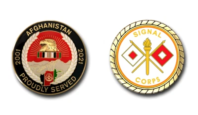 US Army Signal Corps Afghanistan Service Challenge Coin - Image 1 of 4