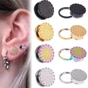 2pc Gold Colourful Steel Flower Ear Flesh Tunnel Screw Fit Gauge Plug Expander - Picture 1 of 8