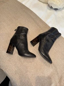 Black Leather Ankle Boots - Picture 1 of 11