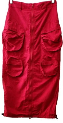 X-Girl Falda Gótica Roja Nylon Maxi/Midi con Bolsillos Delanteros Talla 2 (Artículo de Muestra) Foto 1 de 4