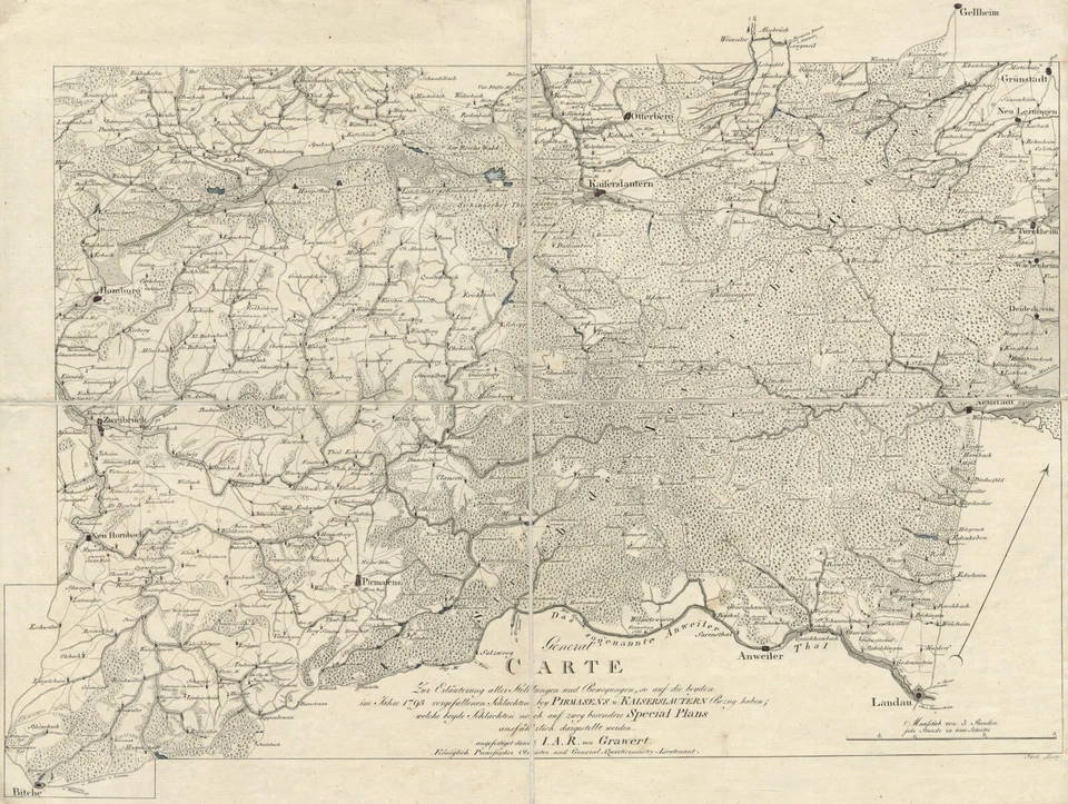 Antique Map "Battles of Pirmasens and Kaiserslautern" (Germany) Grawert, 1793 - Image 1 of 4