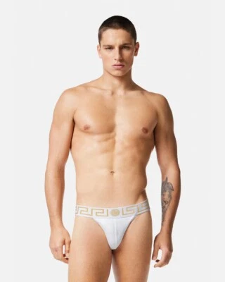 VERSACE GRECA BORDER JOCKSTRAP, Blanco, Talla 6 (grande) Nuevo, Auténtico Foto 1 de 4