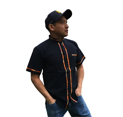 Guayabera Mexicana Tradicional Azul Marino Hecho a Mano Para Hombre - Pequeña Mediana Grande XL Foto 1 de 3