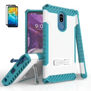 Funda rígida militar híbrida a prueba de golpes con soporte + cubierta de vidrio templado para LG Stylo 5 - Imagen 1 de 34