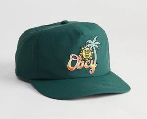 OBEY Tropical 5 Paneles Clásico Snapback Sombrero Nuevo con Etiquetas Verde Oscuro Nylon Gorra Ajustable - Imagen 1 de 6