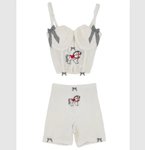 Überarbeitetes Vintage weißes Pferd Korsett Größe Small/34C transparent Dessous Korsett Set - Bild 1 von 8