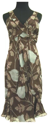Vestido DISFRAZ NACIONAL 100% Seda Floral Hoja Ajustado Italiano Talla 42 EE. UU. Talla 2-4 Foto 1 de 4