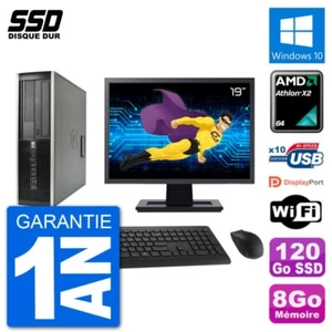 PC HP 6005 SFF Ecran 19" AMD Athlon II X2 B24 RAM 8Go SSD 120Go Windows 10 Wifi - Imagen 1 de 3