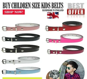 CHILDRENS REAL LEATHER BELTS MADE IN ENGLAND KIDS CASUAL BELTS 12MM BOYS BELTS - Picture 1 of 10