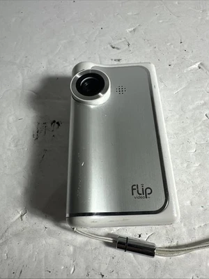 Pure Digital Technologies Flip Video Model F160W White Silver Camcorder (6) - Image 1 of 2