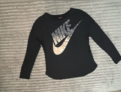 NIKE Niñas Talla XL NEGRO DORADO Camiseta Manga Larga Foto 1 de 4