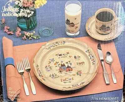 NEW VINTAGE International Heartland Dishes (19 Pc Set) Plates Bowls Cups Saucers - Image 1 of 4