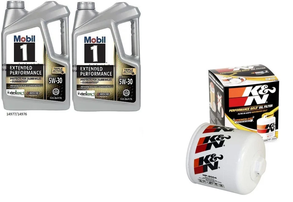 Aceite de motor totalmente sintético Mobil1 E/P 5w30 - 10 cuartos de galón con filtro de aceite K&N HP-2004 Foto 1 de 1