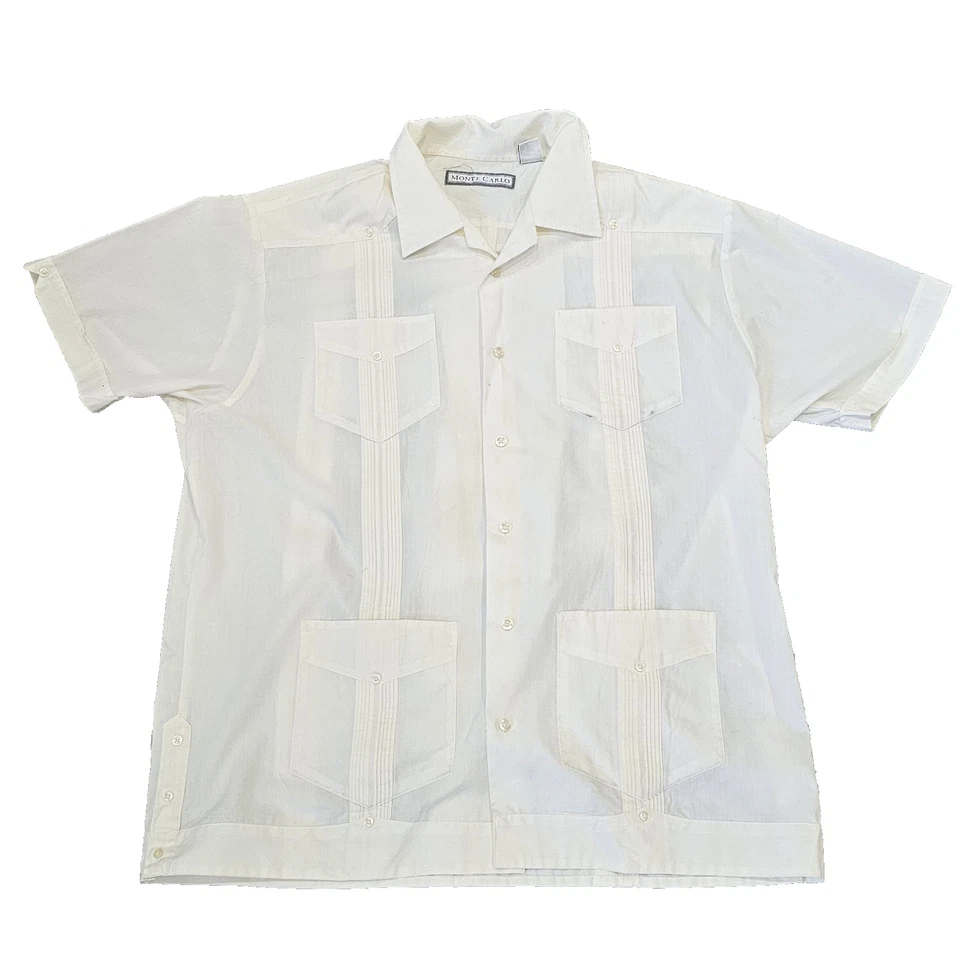 Рубашка Monte Carlo Guayabera мексиканская размер L 42/44 желтая кубинская с 4 карманами - Изображение 1 из 4