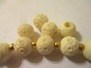 40 Beautifully Intricately White Lazar Hand Carved Bead 8x7 mm MB1 - Picture 1 of 7