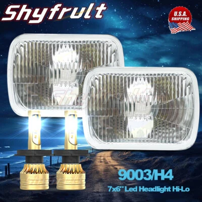 DOT Pair 5x7" 7x6inch Led Headlight Hi/Lo Beam Fit Jeep J10 J20 Pickup 1974-1988 Foto 1 de 4