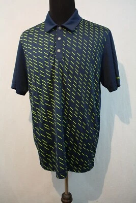 Camisa polo de golf Adidas para hombre L Adizero azul oscuro verde lima manga corta Foto 1 de 4
