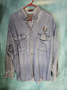 Vtg Browning Denim Button Up Shirt Men's XL, Distressed Collar - Picture 1 of 6