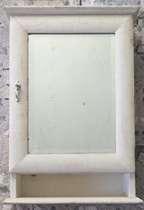 Specchio antico in legno per medicinali conico con ripiano appeso e supporti 22"x15" robusto - Foto 1 di 24