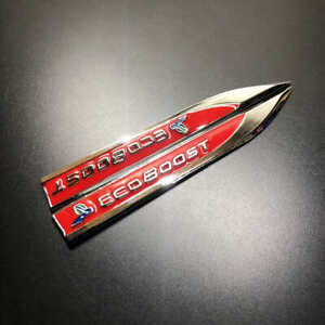 2Pcs Car Metal Red Ecoboost Car Fender Skirts Knife Side Sticker Emblems Badge