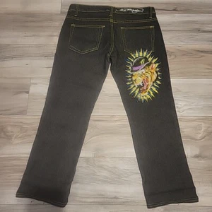Ed Hardy Jeans  Womens  7/8 Black Christian Audigier Crop Embellished Low Rise - Picture 1 of 15