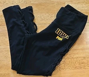 Victoria's Secret Pink Iowa Hawkeye Collegiate Legging Pants Black Small - Picture 1 of 6