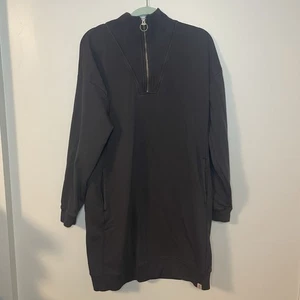Fat Face Reino Unido Mujeres Negro 1/4 Cremallera Manga Larga Sudadera Vestido Talla 12 - Imagen 1 de 9