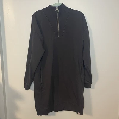 Fat Face Reino Unido Mujeres Negro 1/4 Cremallera Manga Larga Sudadera Vestido Talla 12 Foto 1 de 4