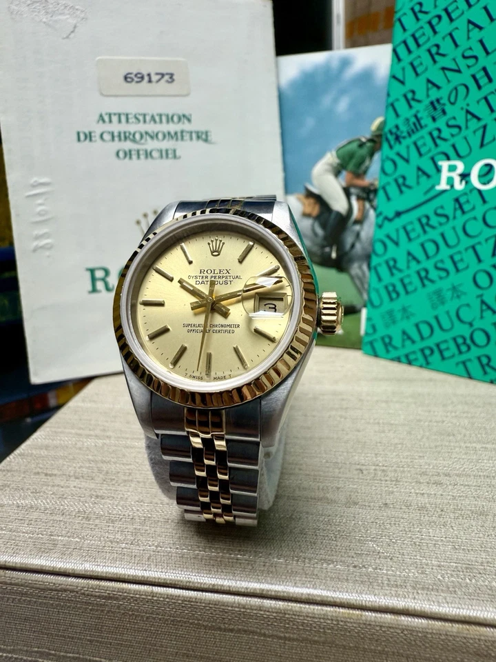 Ladies Rolex Oyster Perpetual Datejust Two Tone Jubilee Gold Dial Watch 69173 - Image 1 of 4