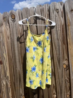 LEILANI vintage Y2K yellow floral 1 Pc Swim Dress swim suit skirt Sz 10 READ**** - Image 1 of 4