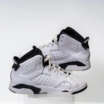 Nike Kids Air Jordan 6 Retro Sz 13C White Black Leather Sneaker Shoes DV3605-112 - Image 1 of 4
