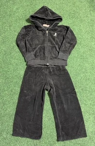 Vintage Y2K Girls Juicy Couture Velour Tracksuit Matching Set Toddler 3T Black - Picture 1 of 23