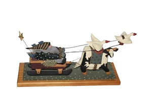 Williraye Studio Santa 1998 en trineo tirado por vaca y gansos WW2271 - Imagen 1 de 6