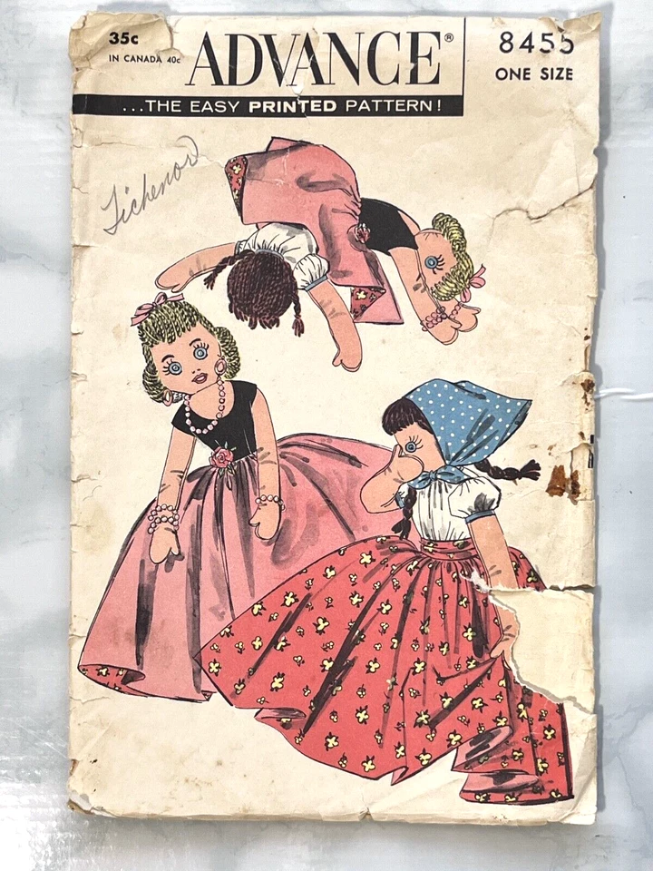 1950s Turnabout Doll by Advance Pattern  #8455- from rags to riches Cut/Complete - Image 1 of 4