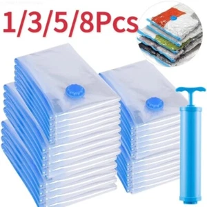 Vacuum Bags with travel for Pump Pack Space Pump Hand Saver Seal Cover Clothing - Picture 1 of 9