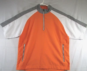 FootJoy Windbreaker Jacket Men's M Orange White Gray 1/2 Zip Golf Short Sleeve - Picture 1 of 12